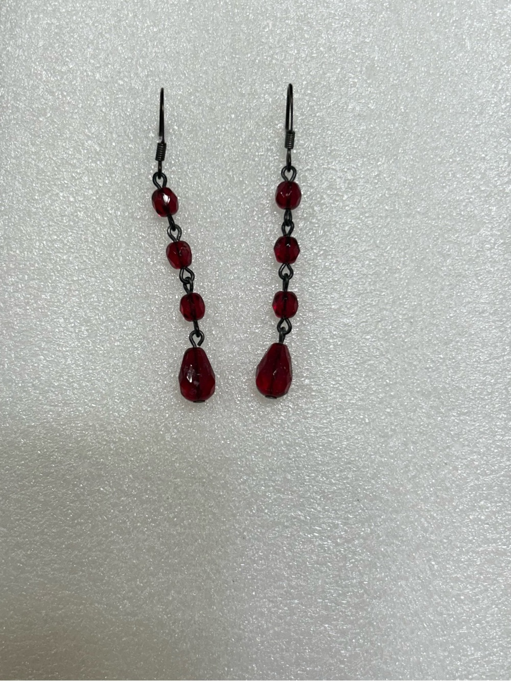 Red Beaded Drop Earrings - Women Jewelry